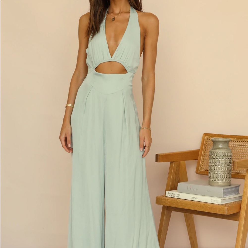 pistachio jumpsuit from FortunateOne Boutique